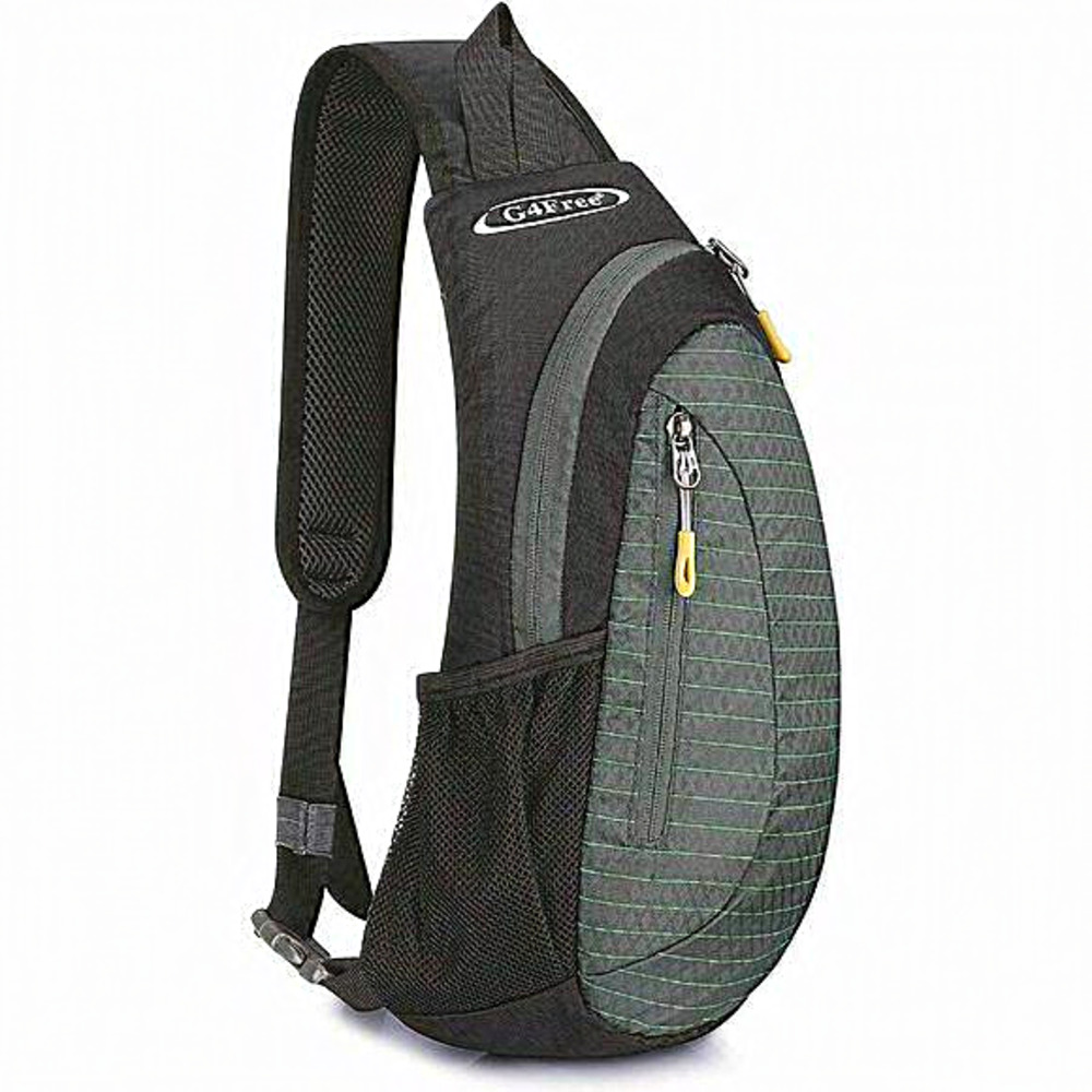 Men Black-Grey Chest Sling Small‎ Cross Body Shoulder Backpack